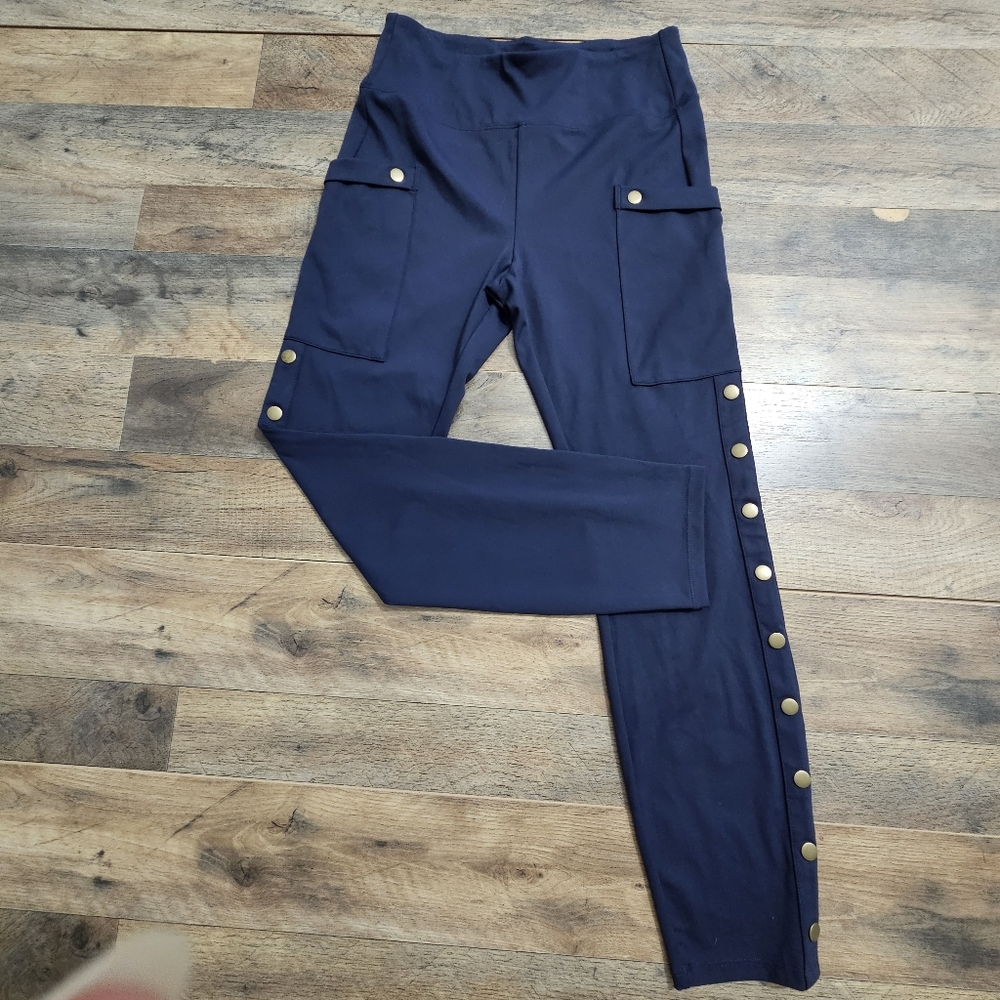 HALARA Navy Snap-Detail Track Joggers